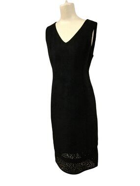 Thalia Sodi Sleeveless Black Faux Suede Cut Out Details Womens Large Dress